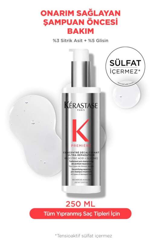 Kerastase Première Concentré Decalcifiant Ultra-Réparateur - Yıpranmış ve Kireçli Saçlar İçin Şampuan Öncesi Yoğun Onarıcı ve Mineral Temizleyici Serum 250ml - 1